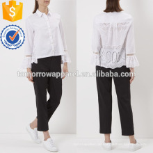 Weiße Baumwolle Rüschen Sweatshirt Herstellung Großhandel Mode Frauen Bekleidung (TA4008B)
